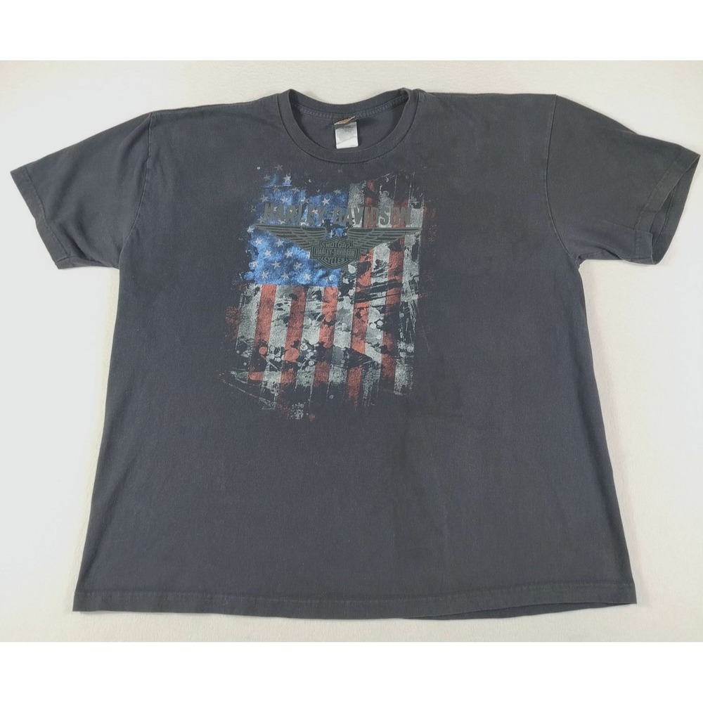 Harley-Davidson Shirt Mens 3XL Black American Flag Battle Born Carson‎ City Tee